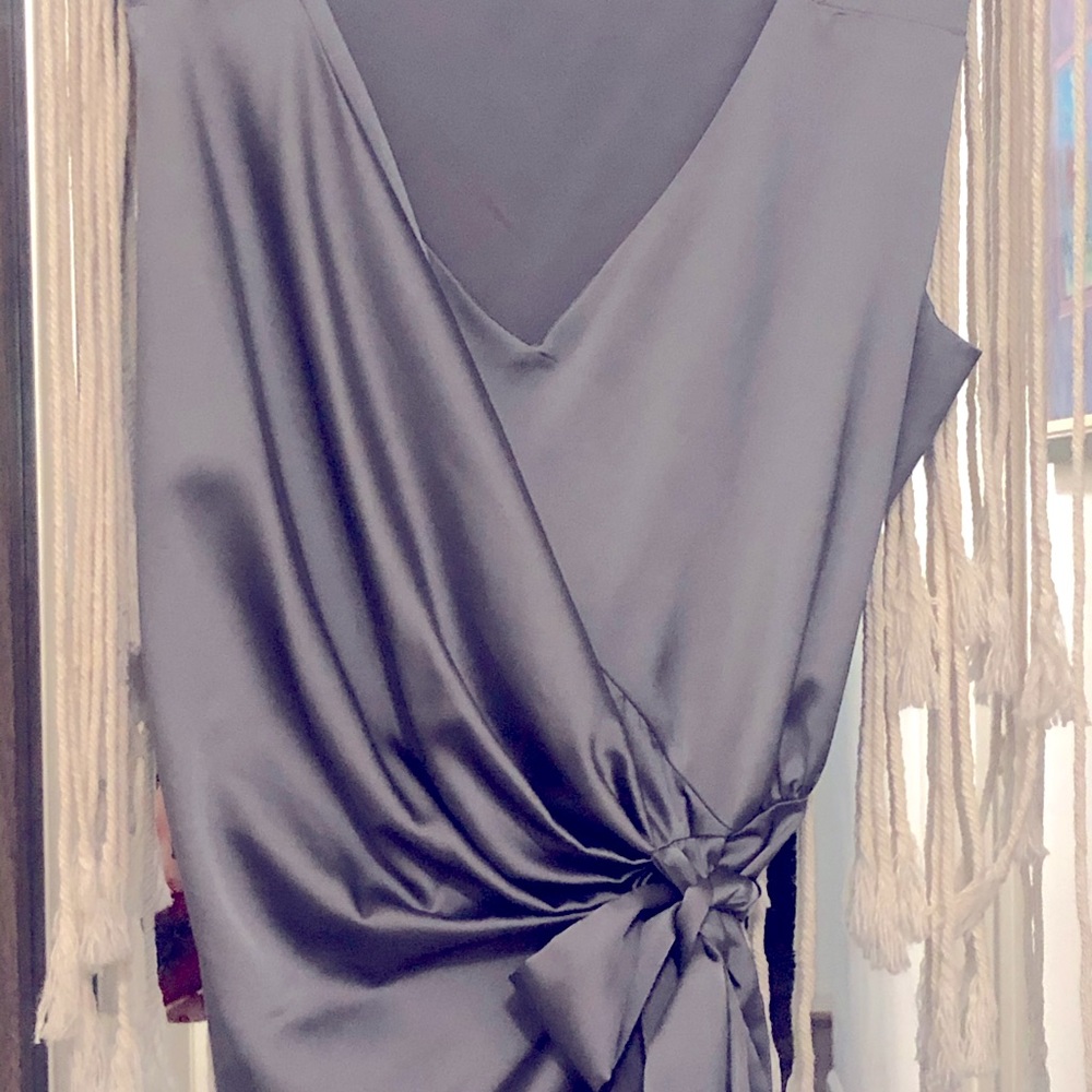 Gray satin blouse
